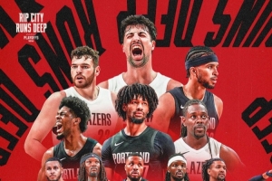 撕裂之城！开拓者官推赛后晒全员海报 庆祝晋级季后赛