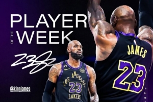 詹姆斯转发海报致谢自己第70次当选周最佳球员：