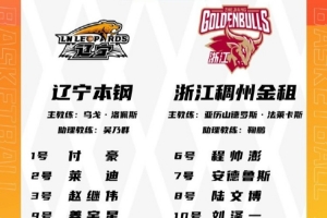 辽宁VS浙江大名单：付豪复出 俞泽辰顶替哈维进入大名单 吴前出战